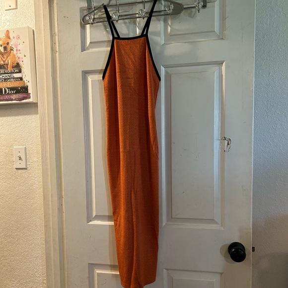 Zara Dresses & Skirts - Zara Orange Maxi Dress with Black Trim